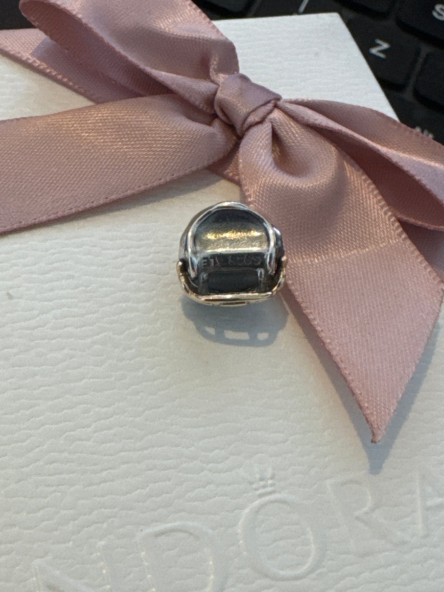 Genuine Pandora HTF Rare Two Tone USA Miami Dolphin Helmet Charm