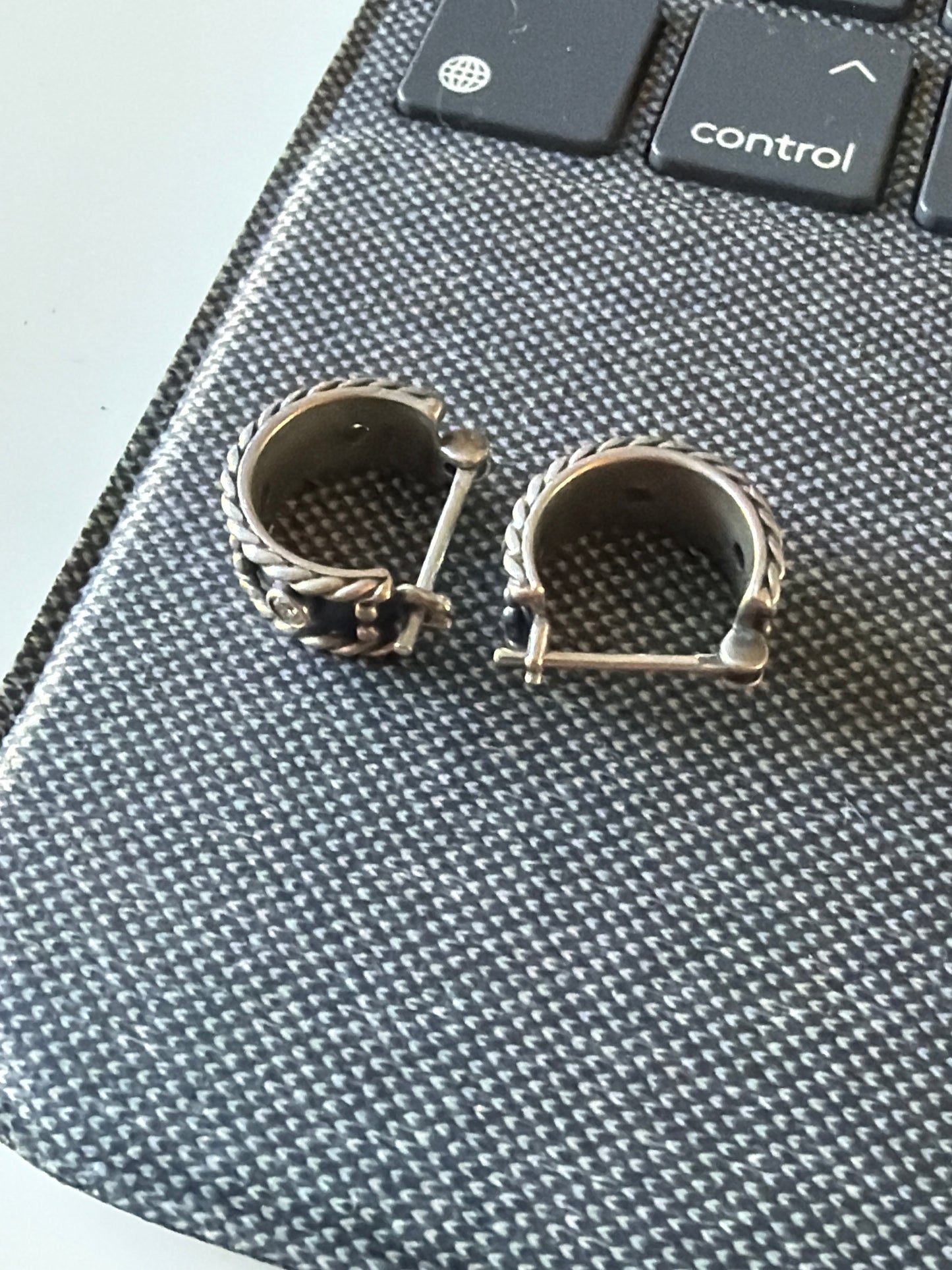 Genuine Pandora Oxidised Oxy Crown RARE HTF Hoop Earrings Hoops