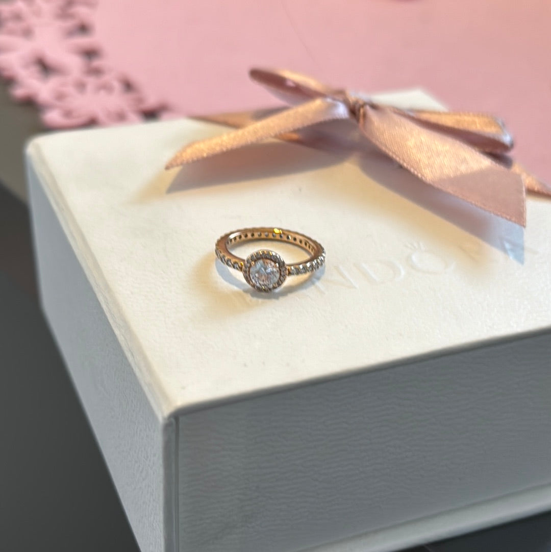 Genuine Pandora Rose Gold Pave Sparkle Circle Ring Size 54