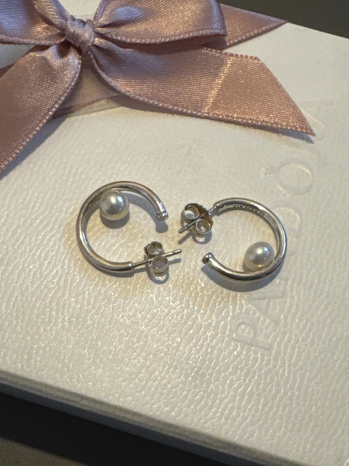 Genuine Pandora Pearl Hoop Earrings
