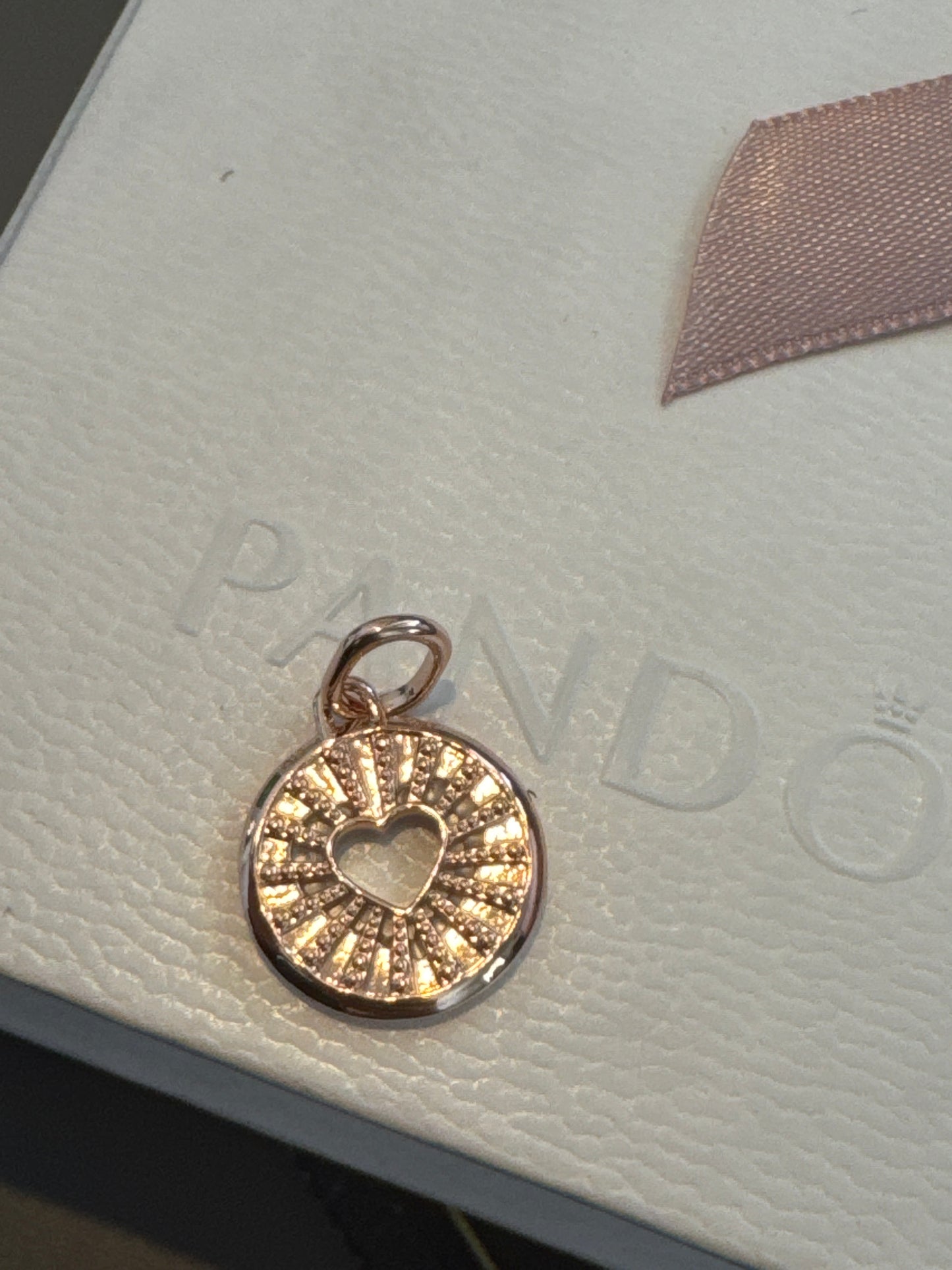 Genuine Pandora Me Enamel Heart Pave Sky CZ Medallion Large Charm