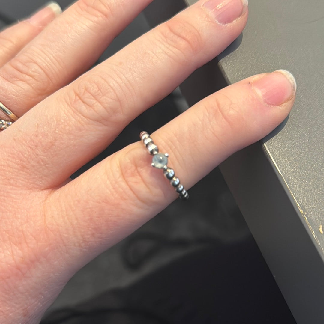 Genuine Pandora Light Blue Birthstone Ring New Style Beaded