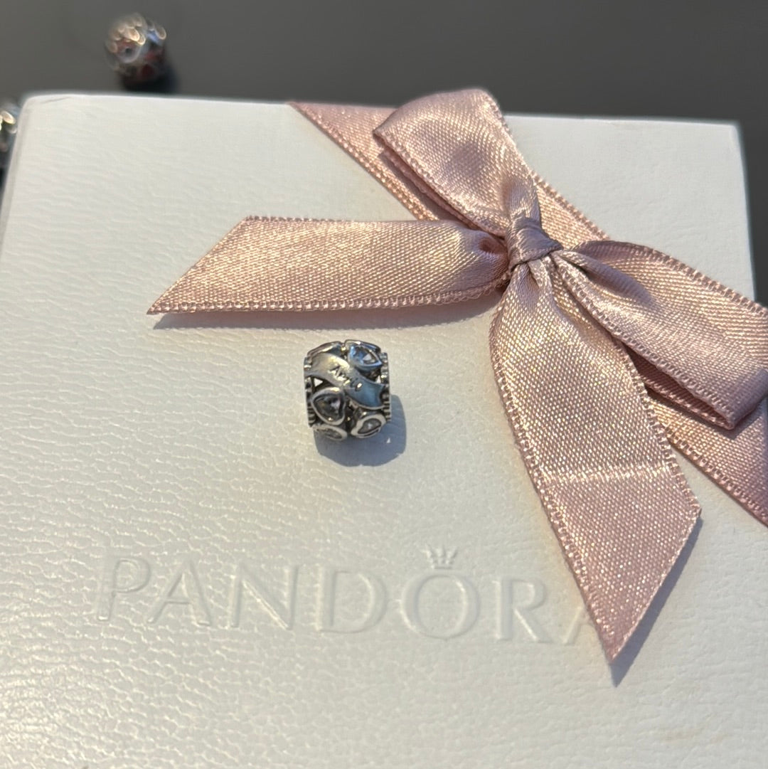 Sterling Silver Clear CZ Heart April Birthstone Charm