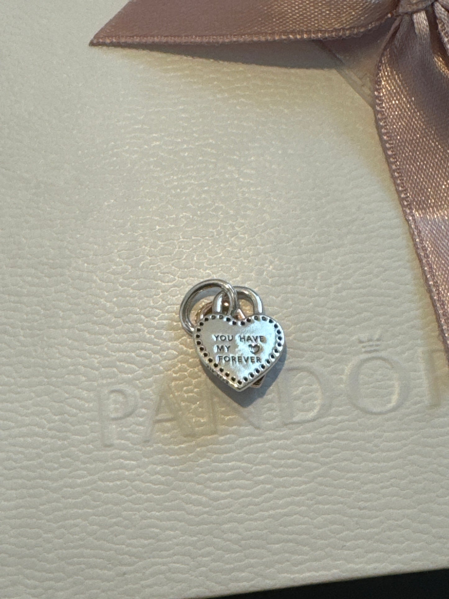 Genuine Pandora Rose Gold Twistable Heart Padlock Double Dangle Charm