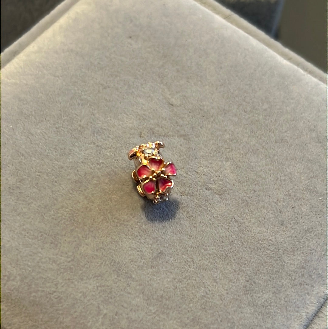 Genuine Pandora Rose Gold Pink Pave Pansy Flower Clip Single