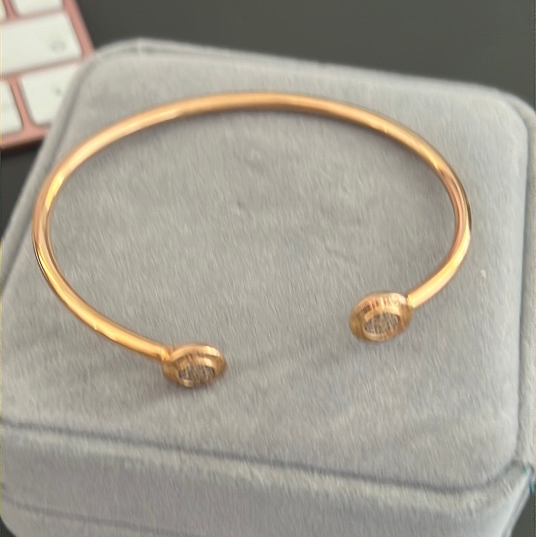 Genuine Pandora Rose Gold Signature Open Pave Bangle Logo Size 2