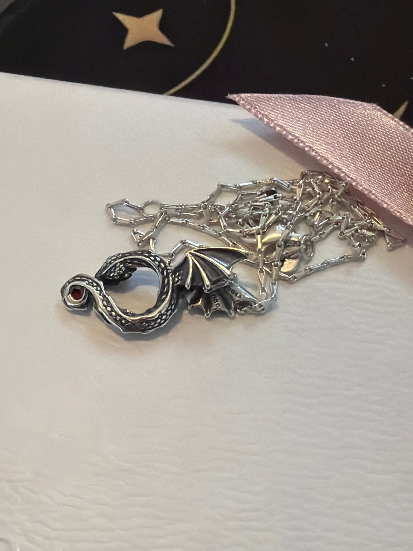 Genuine Pandora Game of Thrones Dragon Red CZ Necklace 45cm