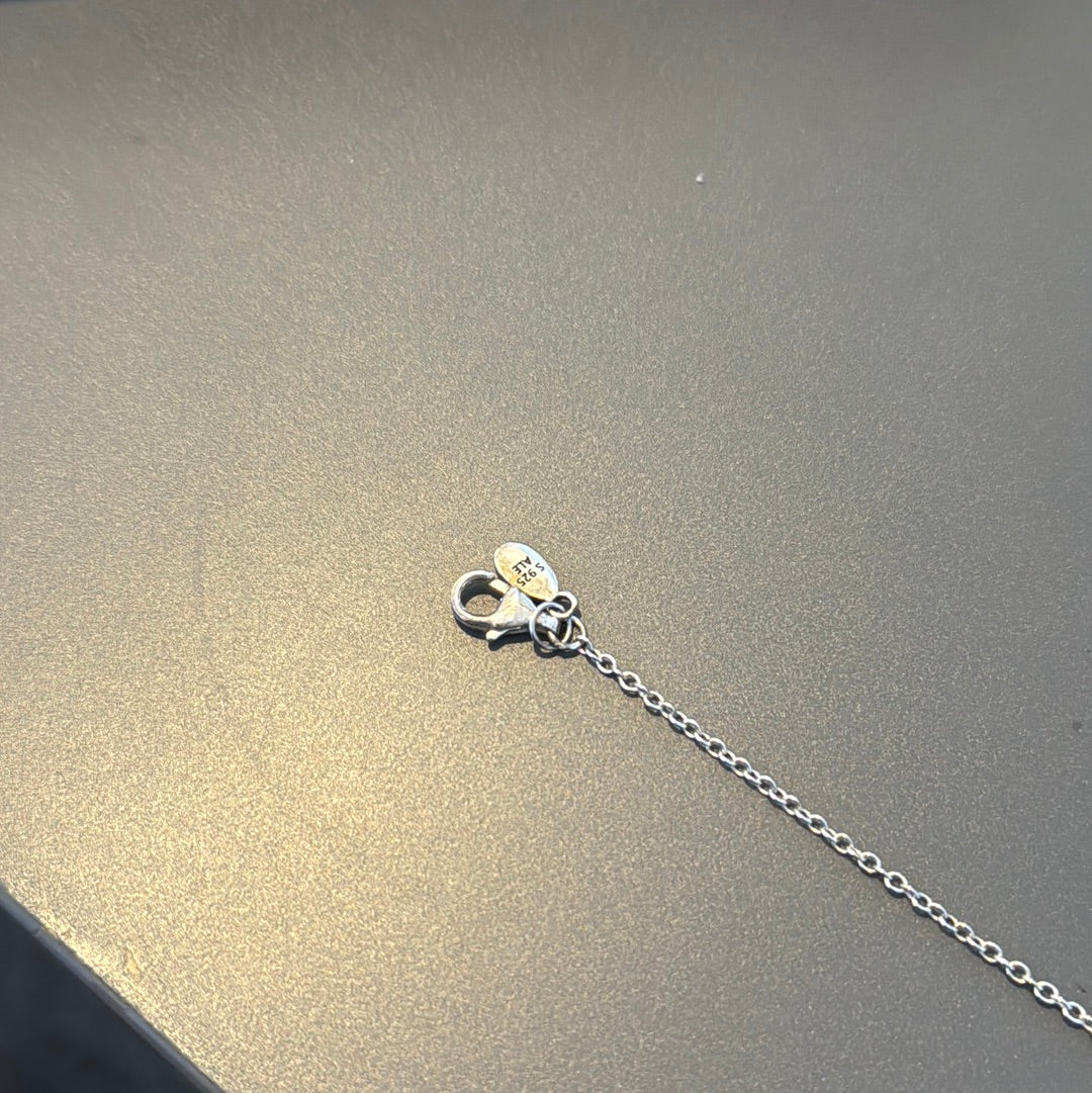Genuine Pandora Purple Pave Dangle Forget Me Not Necklace 50cm Max Drop
