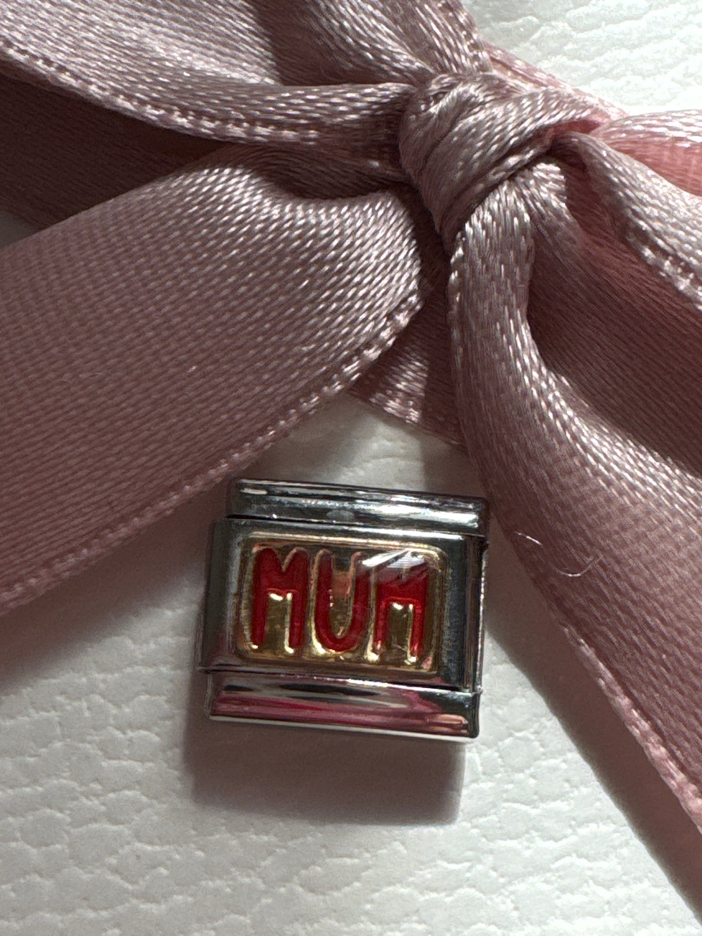 Genuine Nomination Silver Link Charm Enamel Red Mum