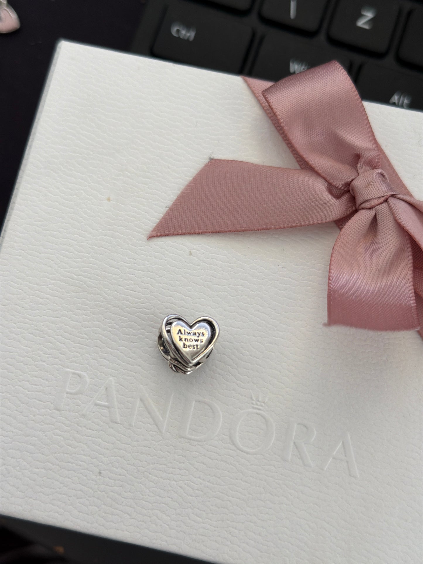 Genuine Pandora Openwork Opal Mum Knows Best Open Heart Charm