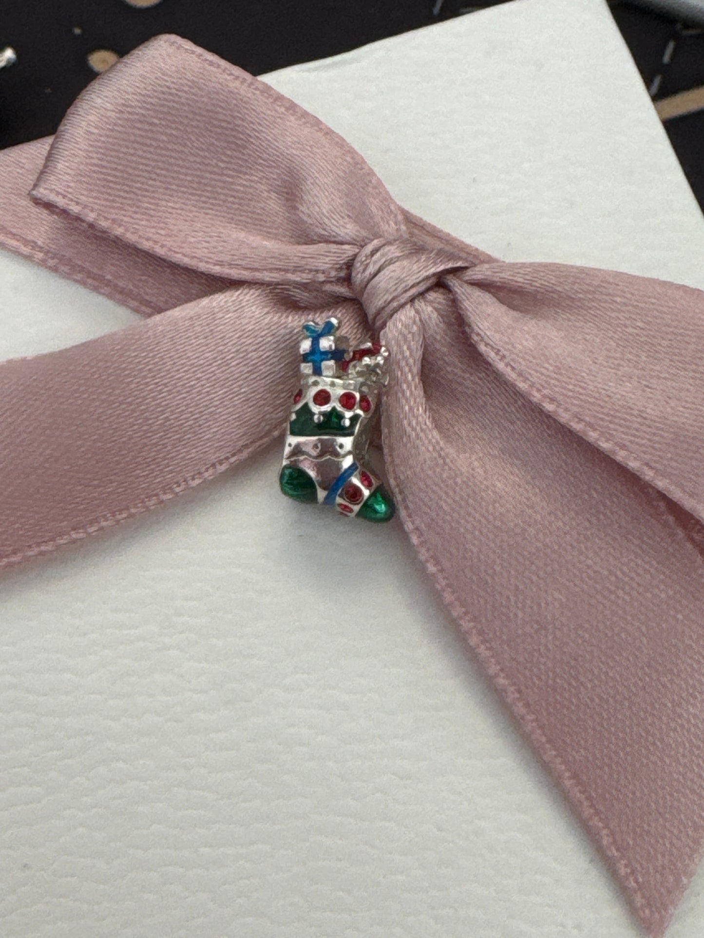 Genuine Chamilia Christmas Stocking & Toys Enamel Charm