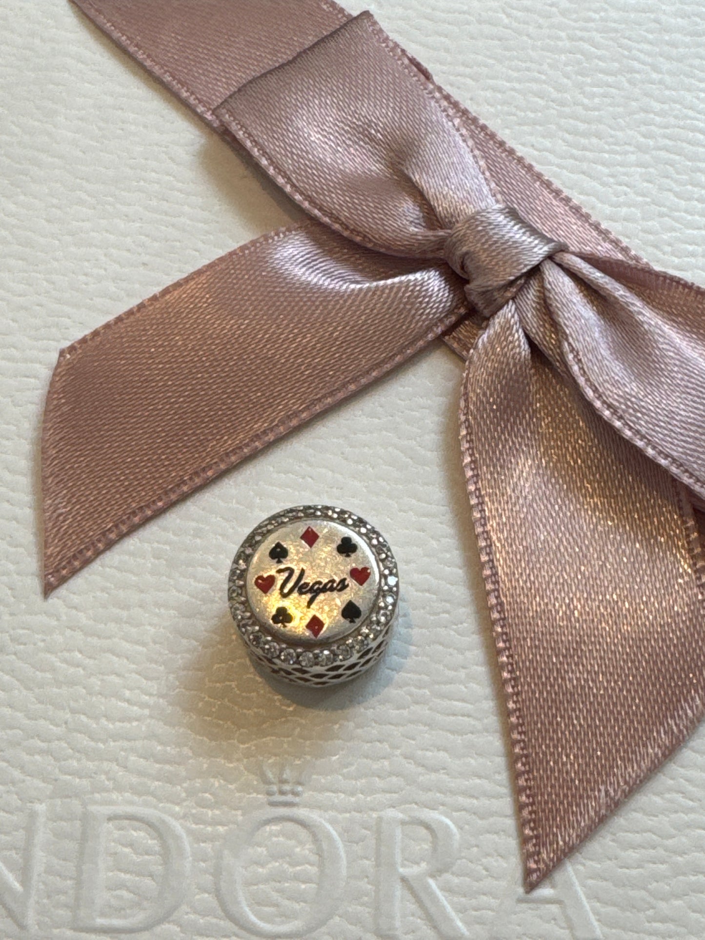 Genuine Pandora Enamel Las Vegas Suits Pave RARE HTF Charm Retired