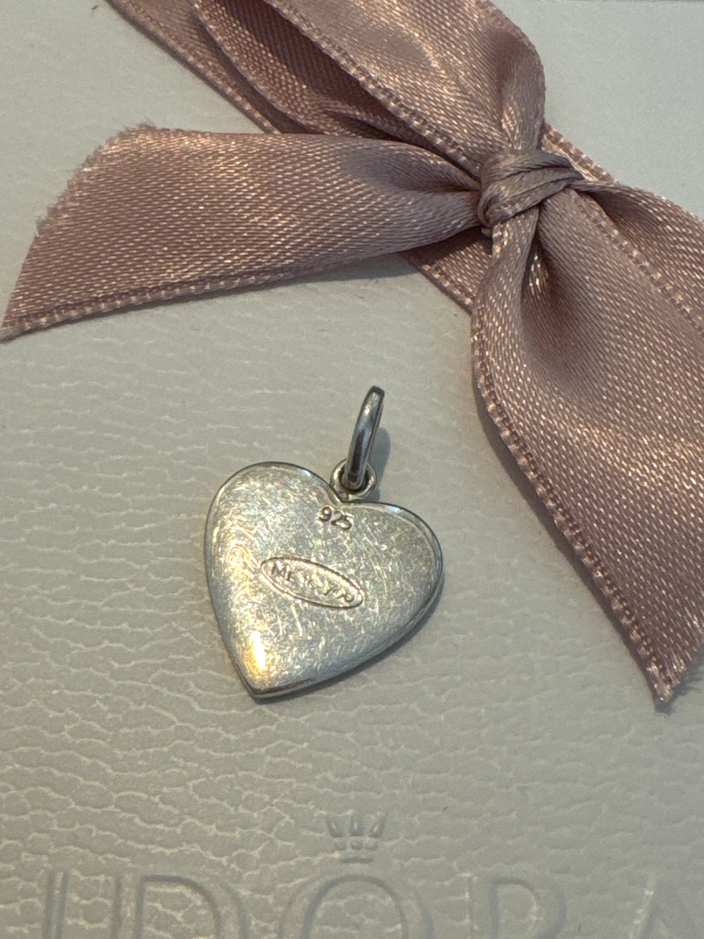 Sterling Silver Me To You Teddy Bear Flat Dangle Heart Charm