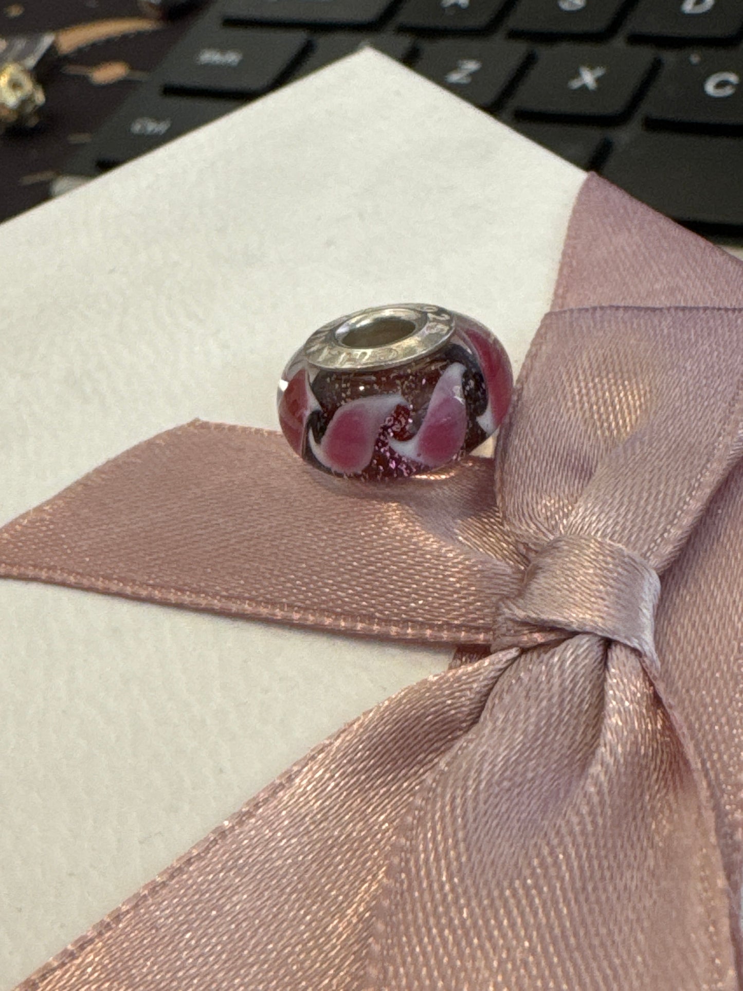 Genuine Chamilia Sparkle Purple and Pink Murano Charm