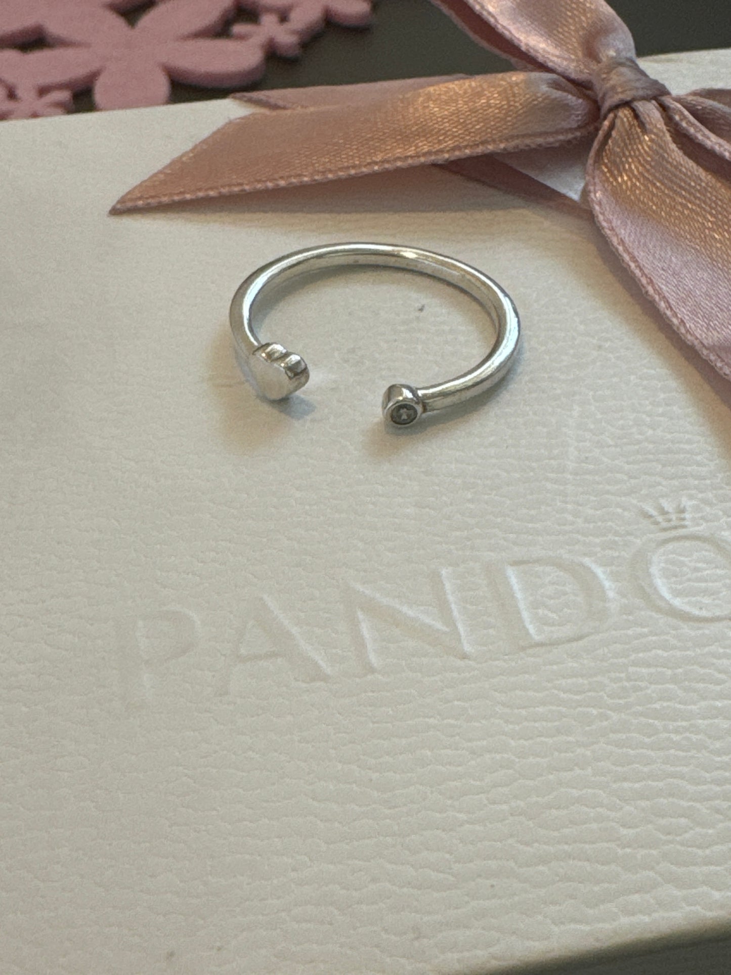 Genuine Pandora Heart and CZ Open Ring Size 52