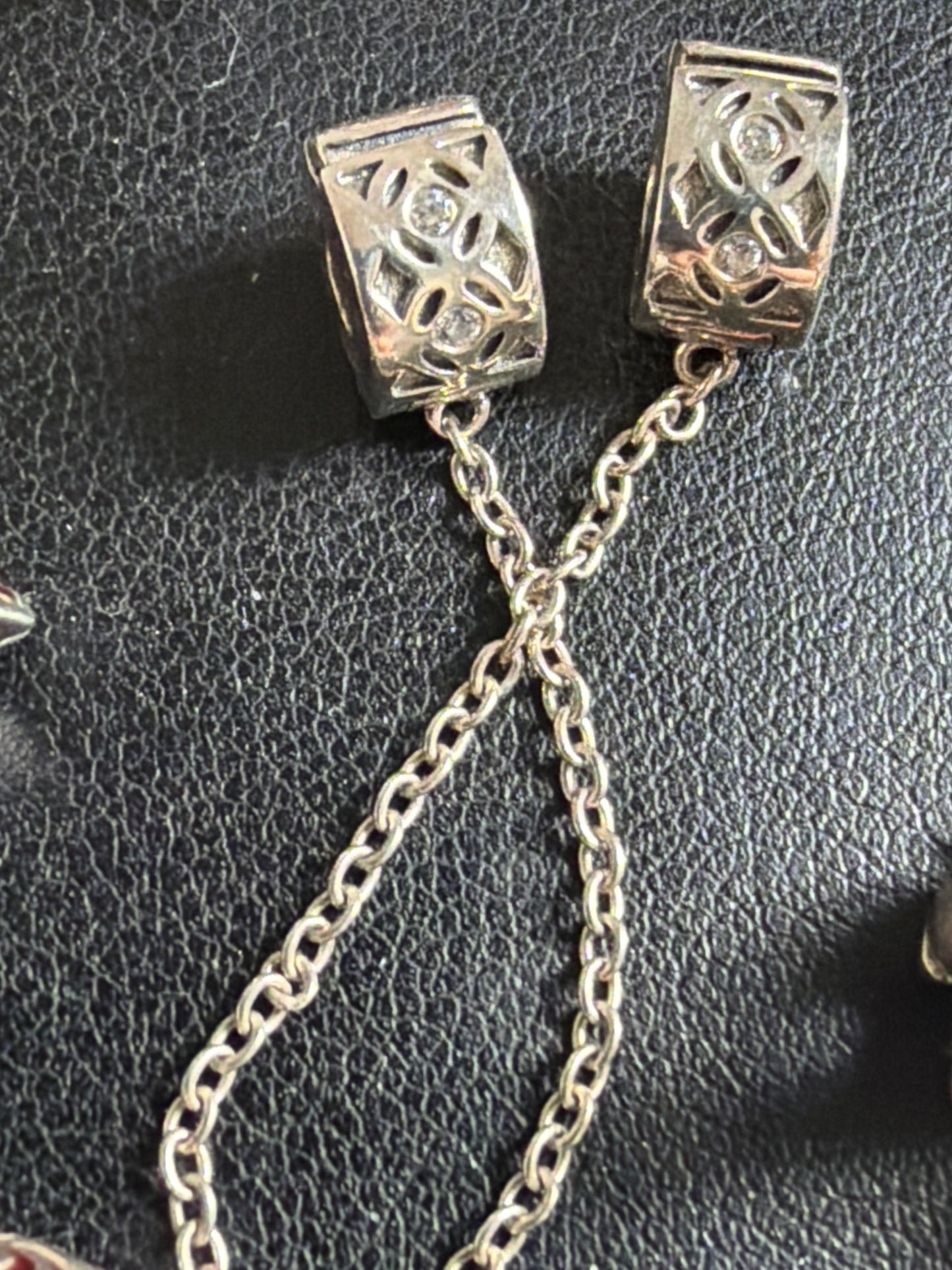 Genuine Chamilia Silver Clip Safety Criss Cross CZ Chain