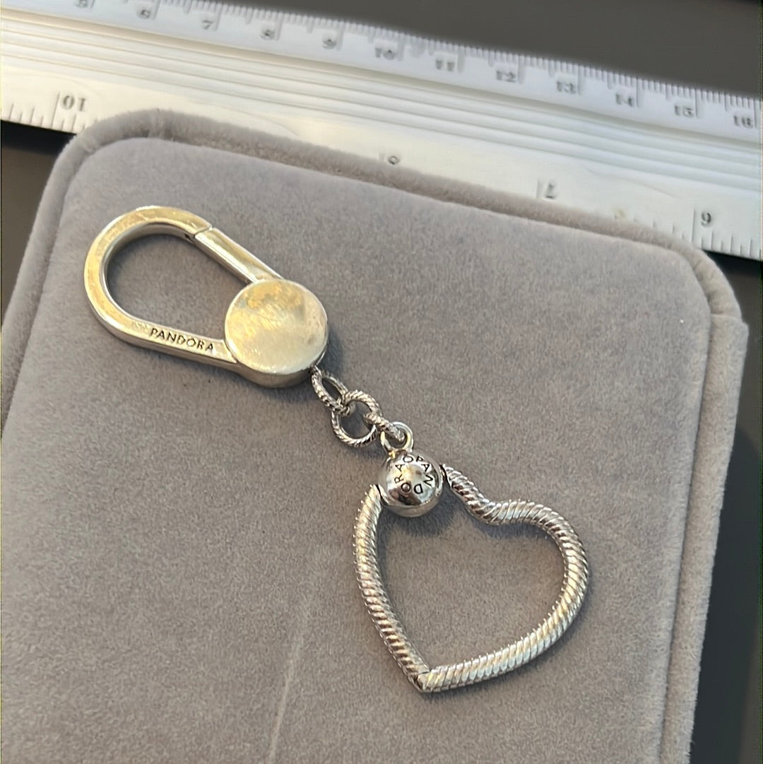 Genuine Pandora Medium Heart Keychain Key Ring Bag Clip