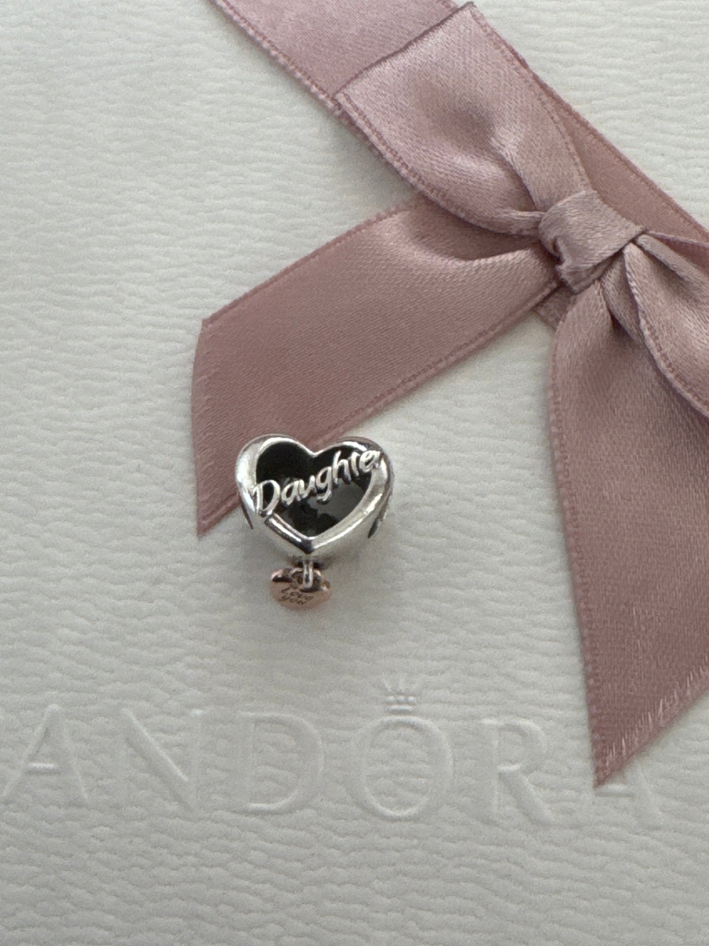Genuine Pandora Heart Daughter Dangle Charm With Rose Gold Dangle Heart
