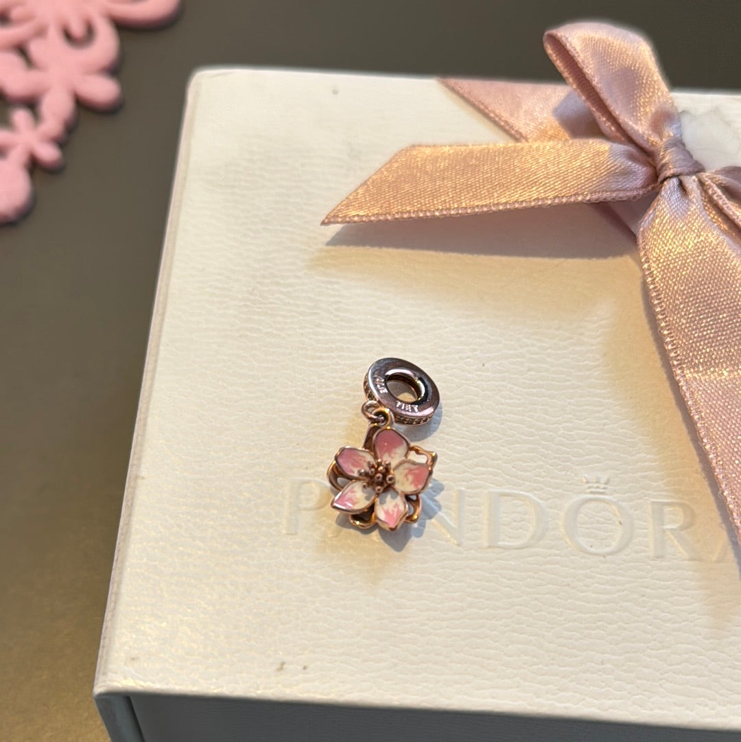 Genuine Pandora Rose Gold Cherry Blossom Flower Charm HTF