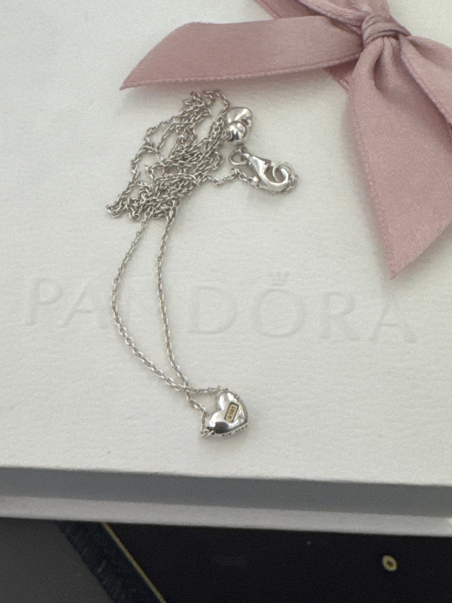 Genuine Pandora Two Tone Limited Edition Domed Heart Gold Necklace 45cm