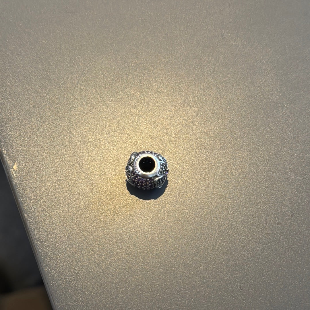 Genuine Pandora Pave Clear and Purple Daisy Flower Ball