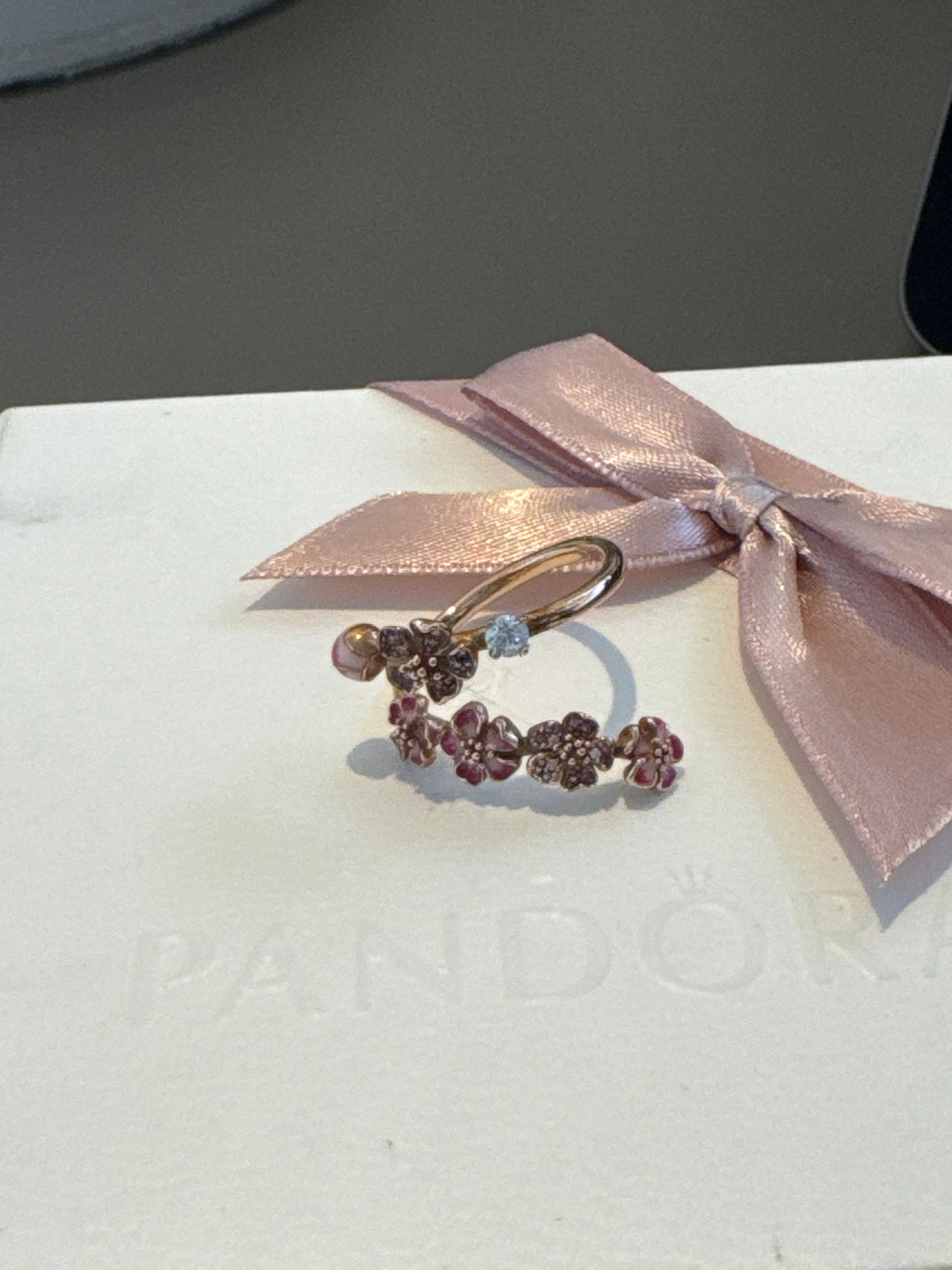 Genuine Pandora Rose Gold Peach Blossom Ring HTF RARE Size 54