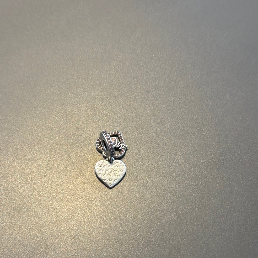 Genuine Pandora Pink Heart Mum Heart Pave Dangle Charm