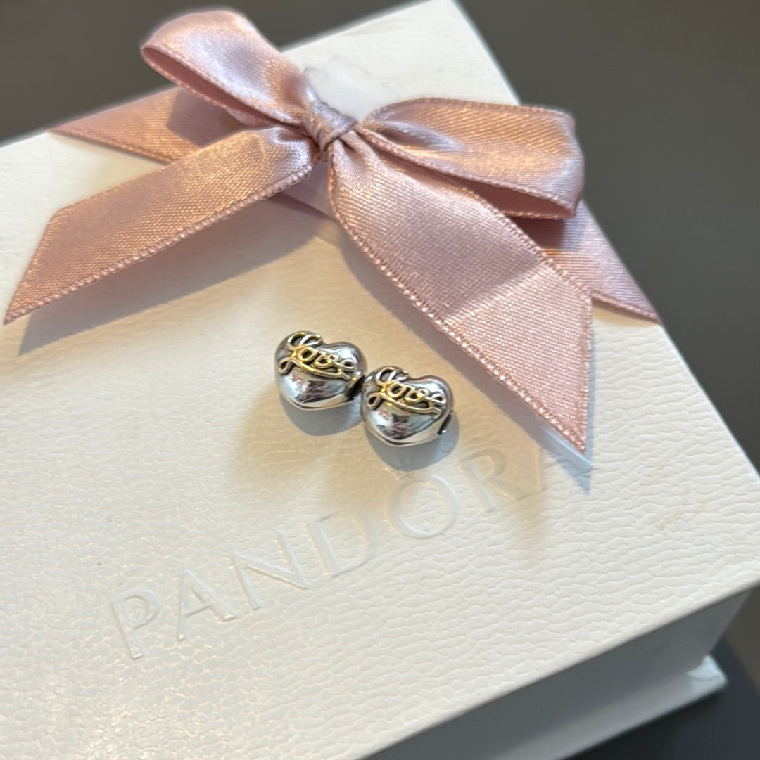 Genuine Pandora Two Tone Love Clips Heart x1