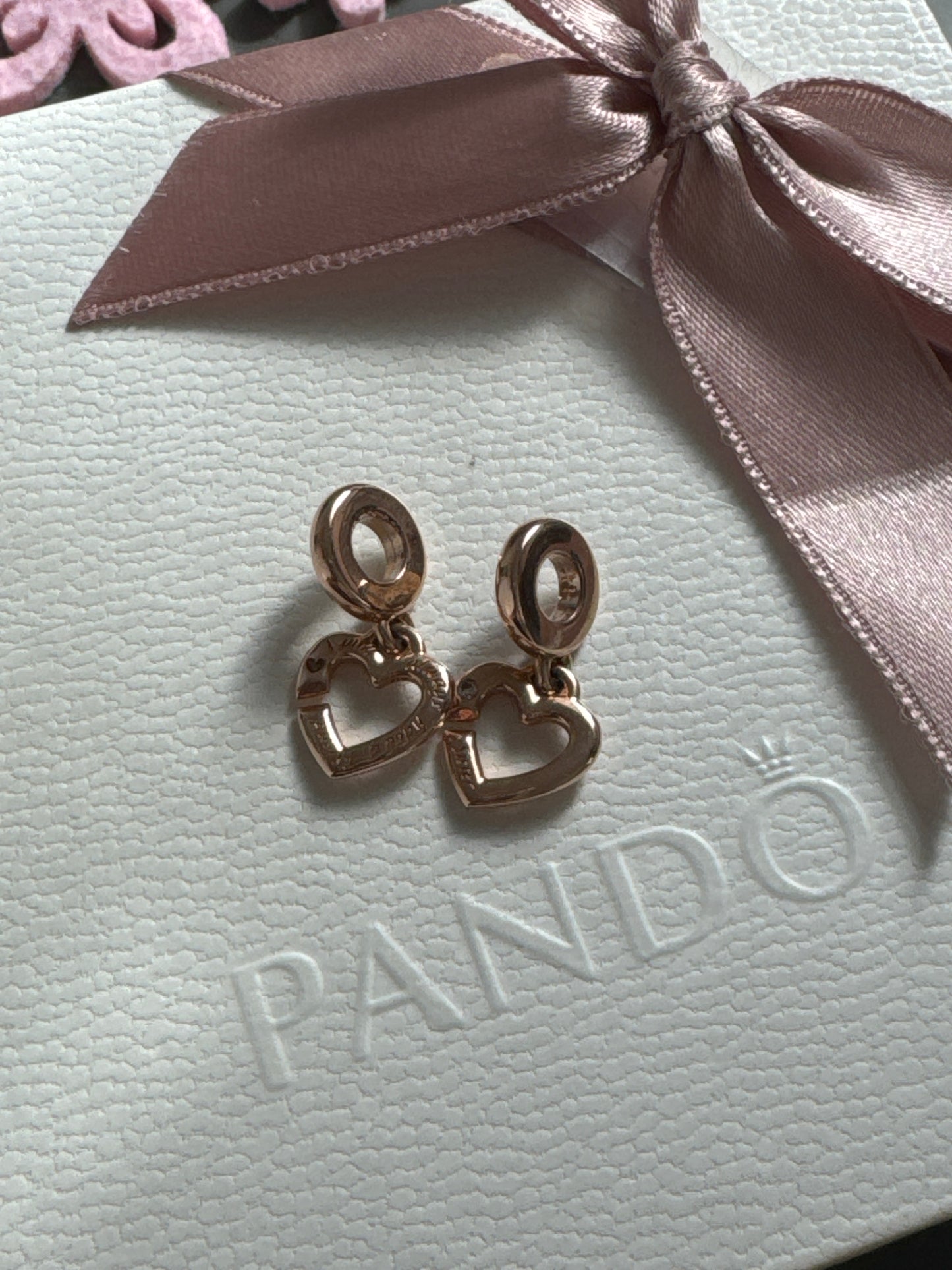 Genuine Pandora Rose Gold Sister Dangle Love Open Dangle Charms