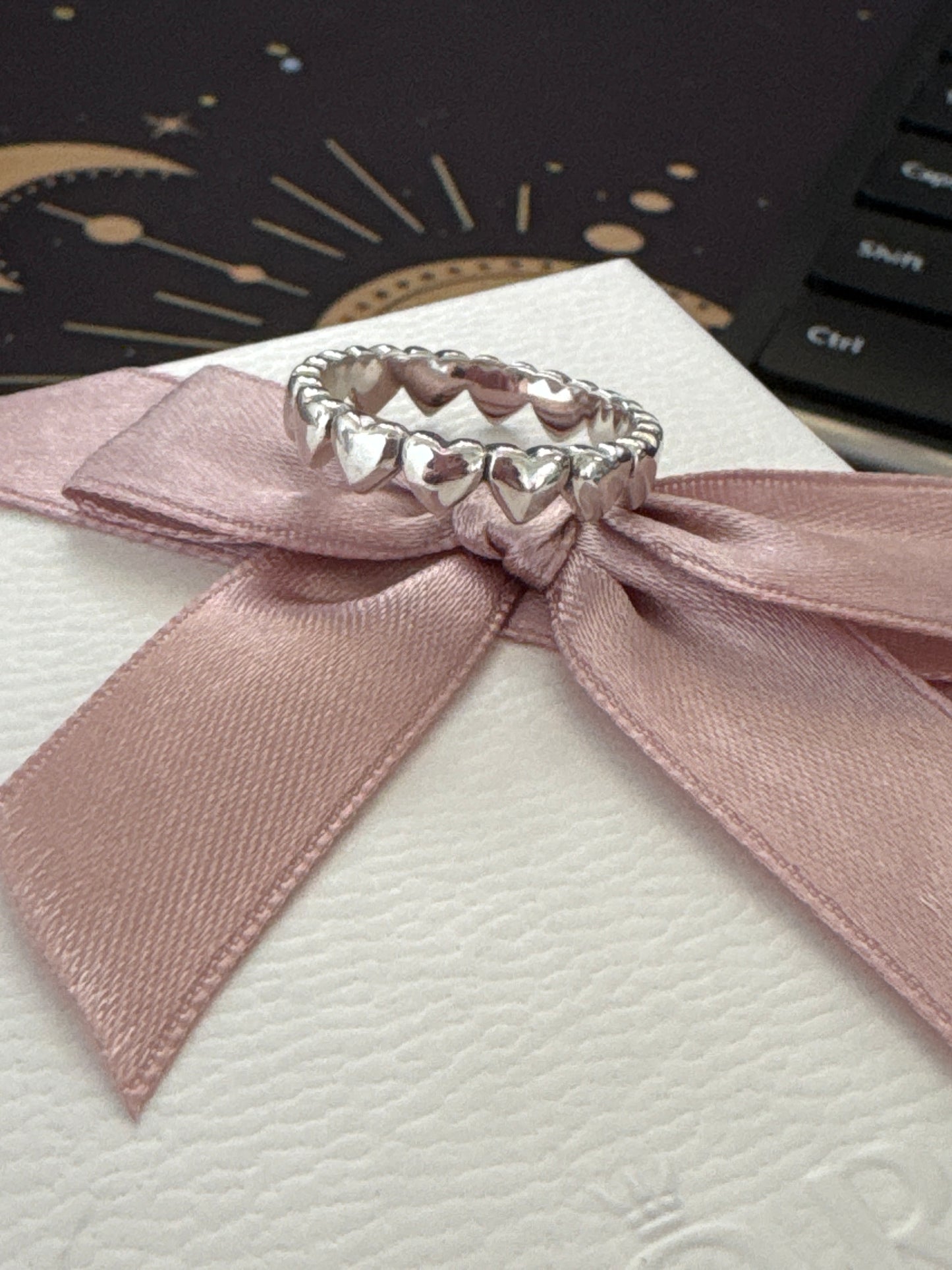 Genuine Pandora Row of Hearts New Style Ring 58