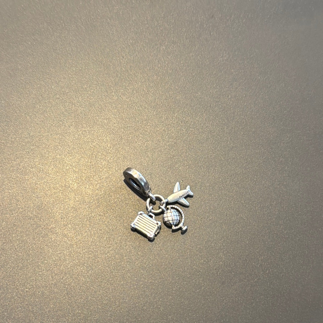 Genuine Pandora World Globe, Suitcase, Aeroplane Enamel Dangle Charm