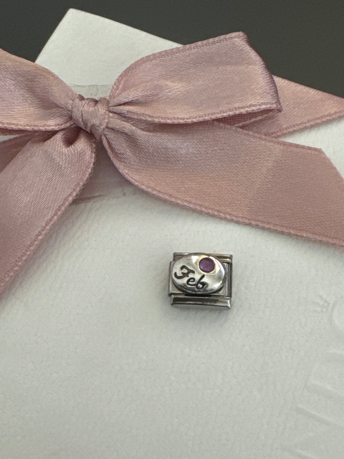 Genuine Nomination Silver Link Charm February Birthstone