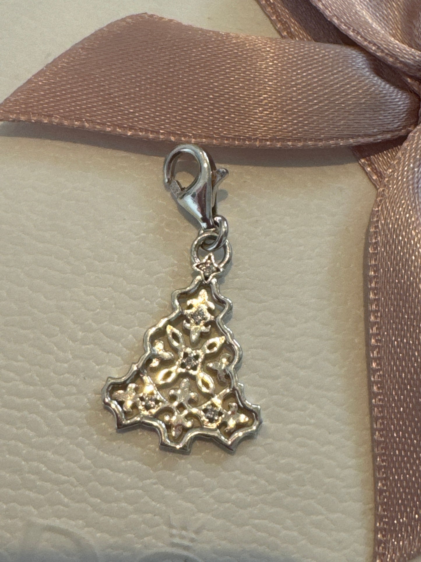 Genuine Thomas Sabo Silver Pave Christmas Tree Flat Dangle Charm