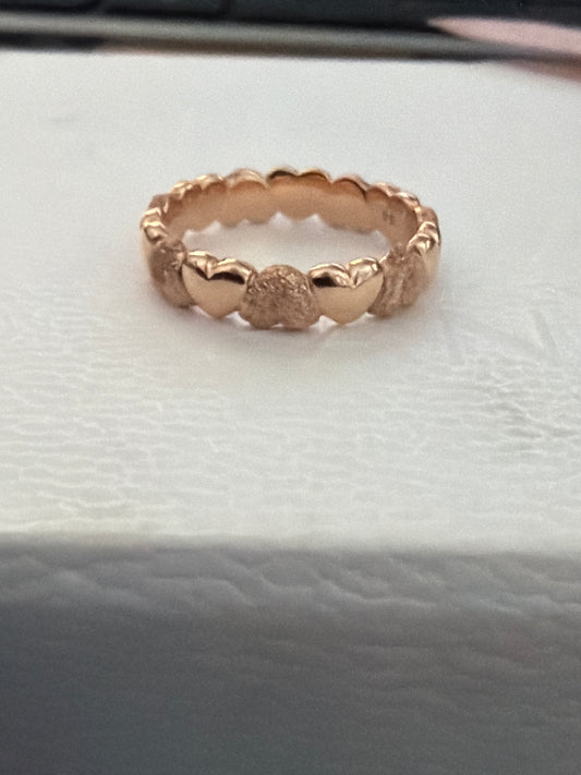 Genuine Pandora Rose Gold Matte Textured Heart Ring