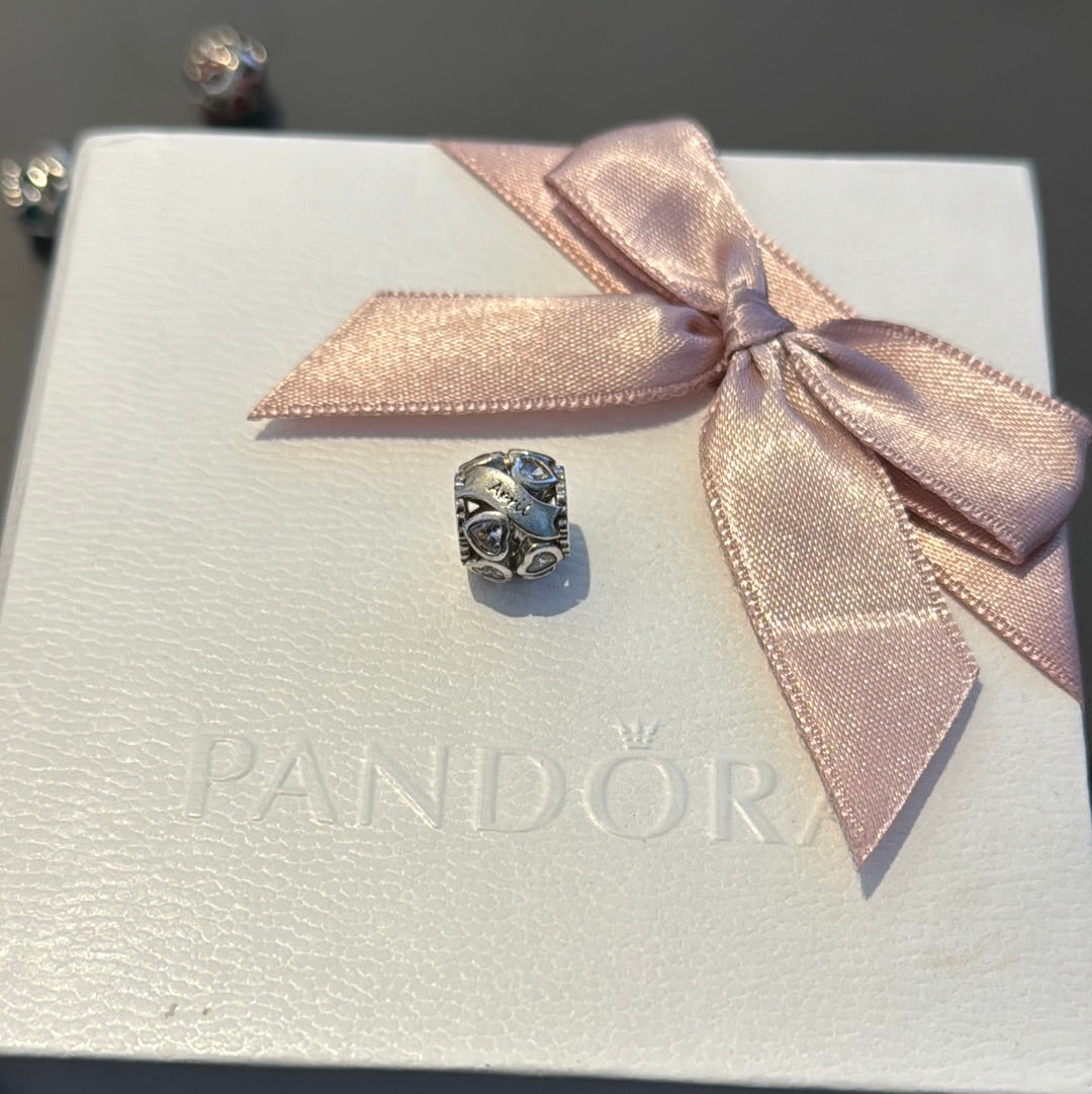 Sterling Silver Clear CZ Heart April Birthstone Charm