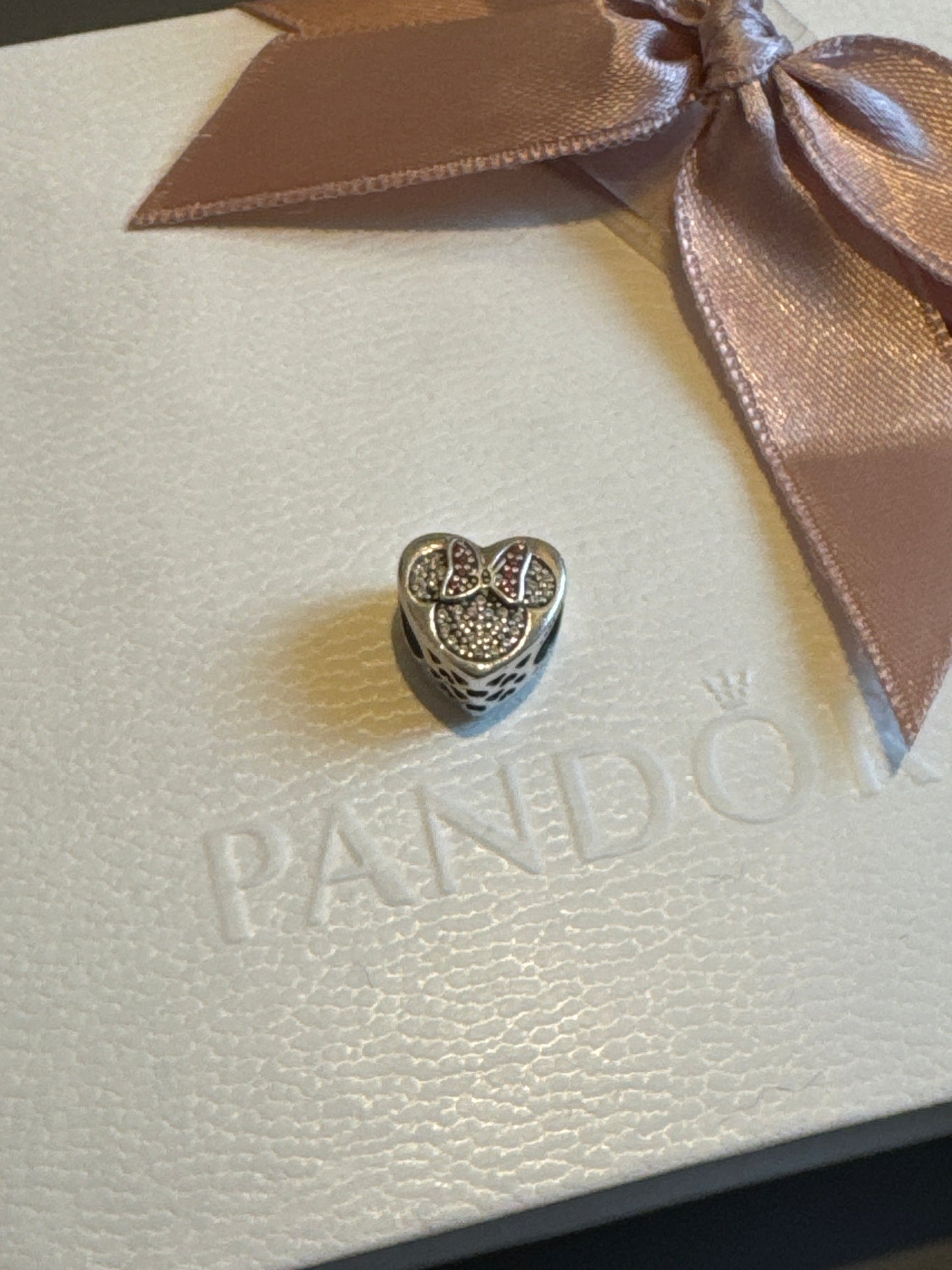 Genuine Pandora Pave Disney Pave Minnie and Mickey Head Charm