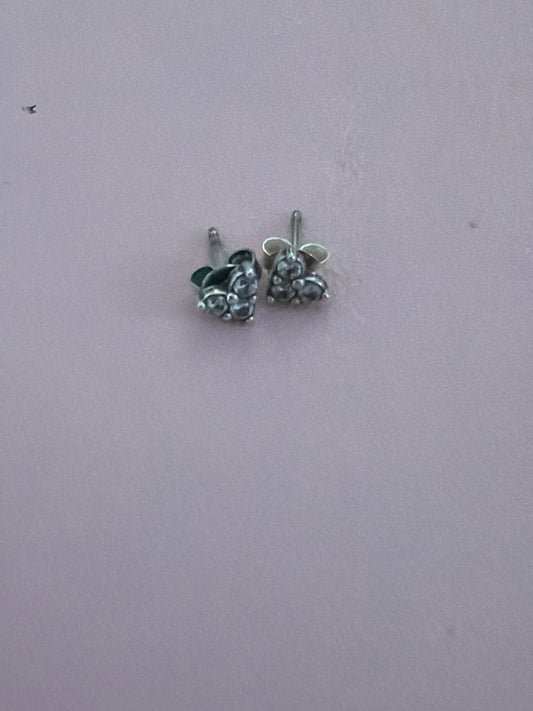 Genuine Pandora Triple Stone Heart Earrings