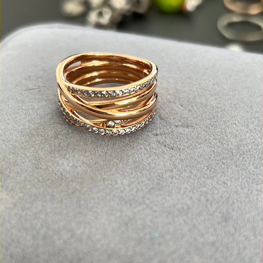 Genuine Pandora Rose Gold Pave Line Clear CZ Stone Ring Size 58