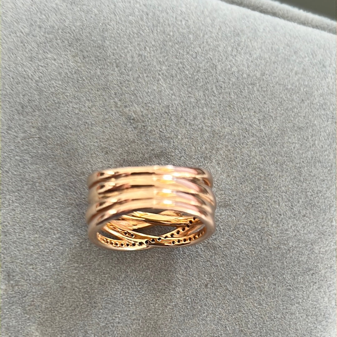 Genuine Pandora Rose Gold Pave Line Clear CZ Stone Ring Size 58