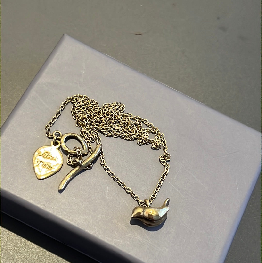 Genuine Alexis Dove Jewellery Tiny Wren Gold Plated Sterling Silver Necklace 45cm
