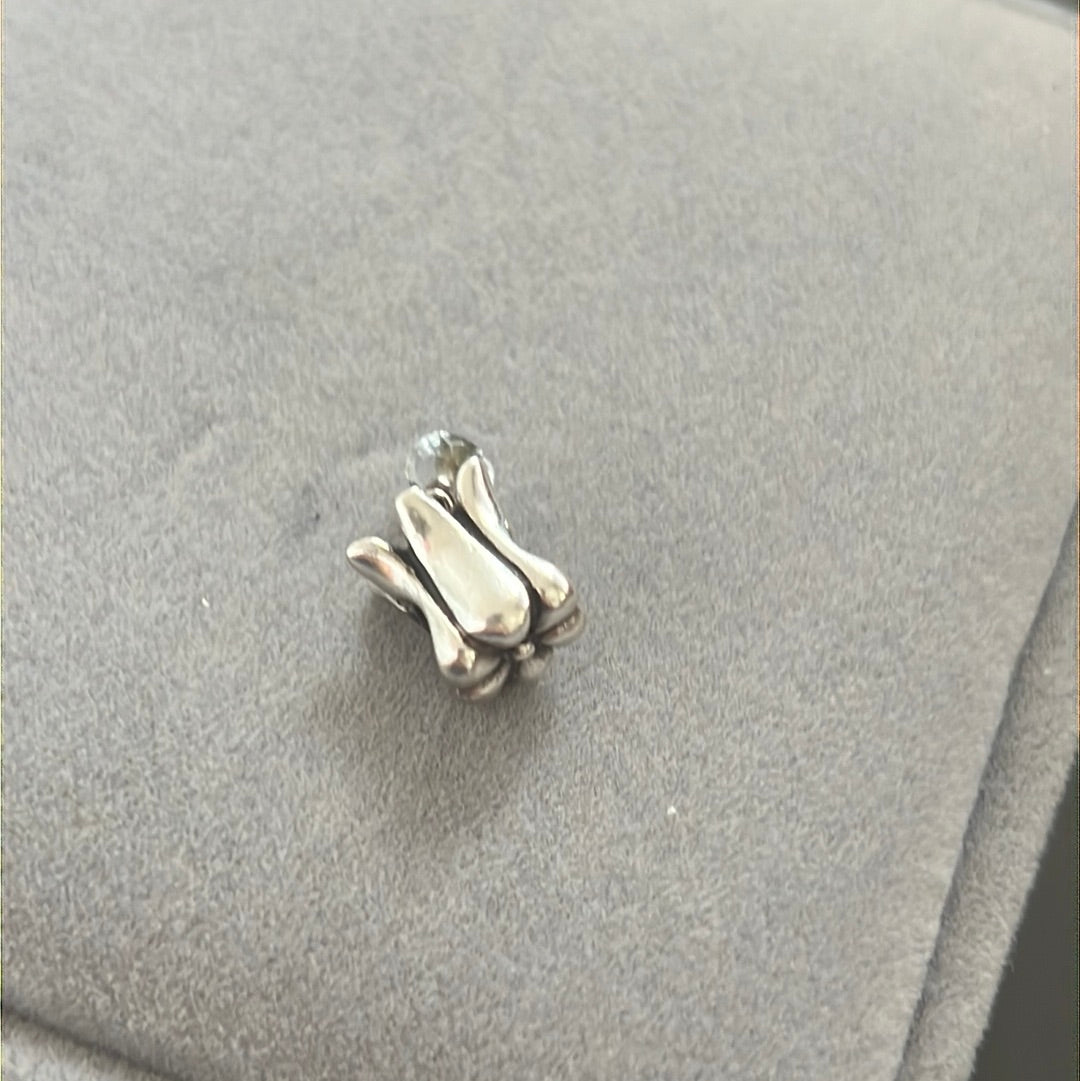 Genuine Pandora Bluebell Flower With Light Blue Stone Dangle Charm