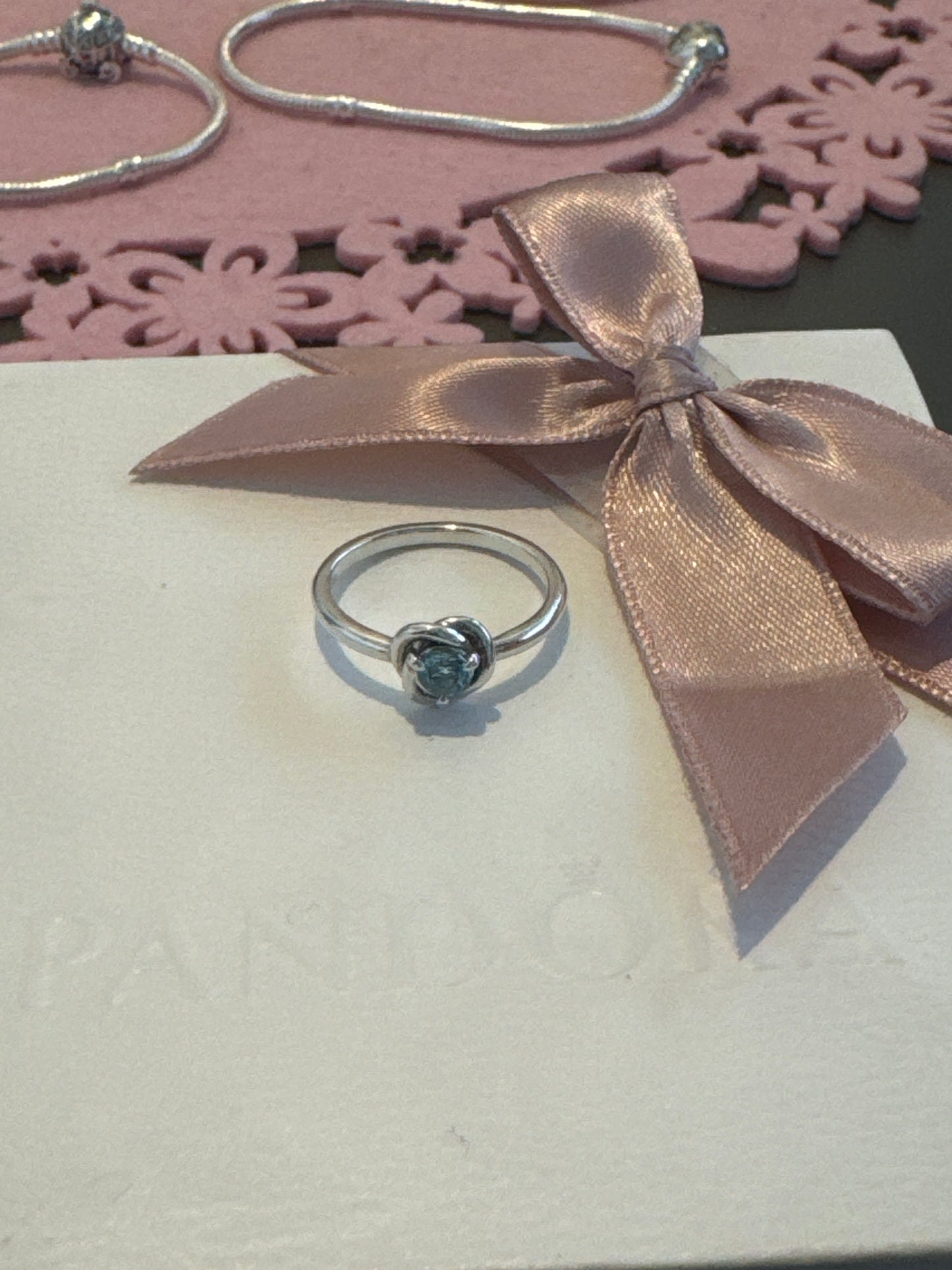Genuine Pandora New Style Birthstone Ring Pale Blue March 54