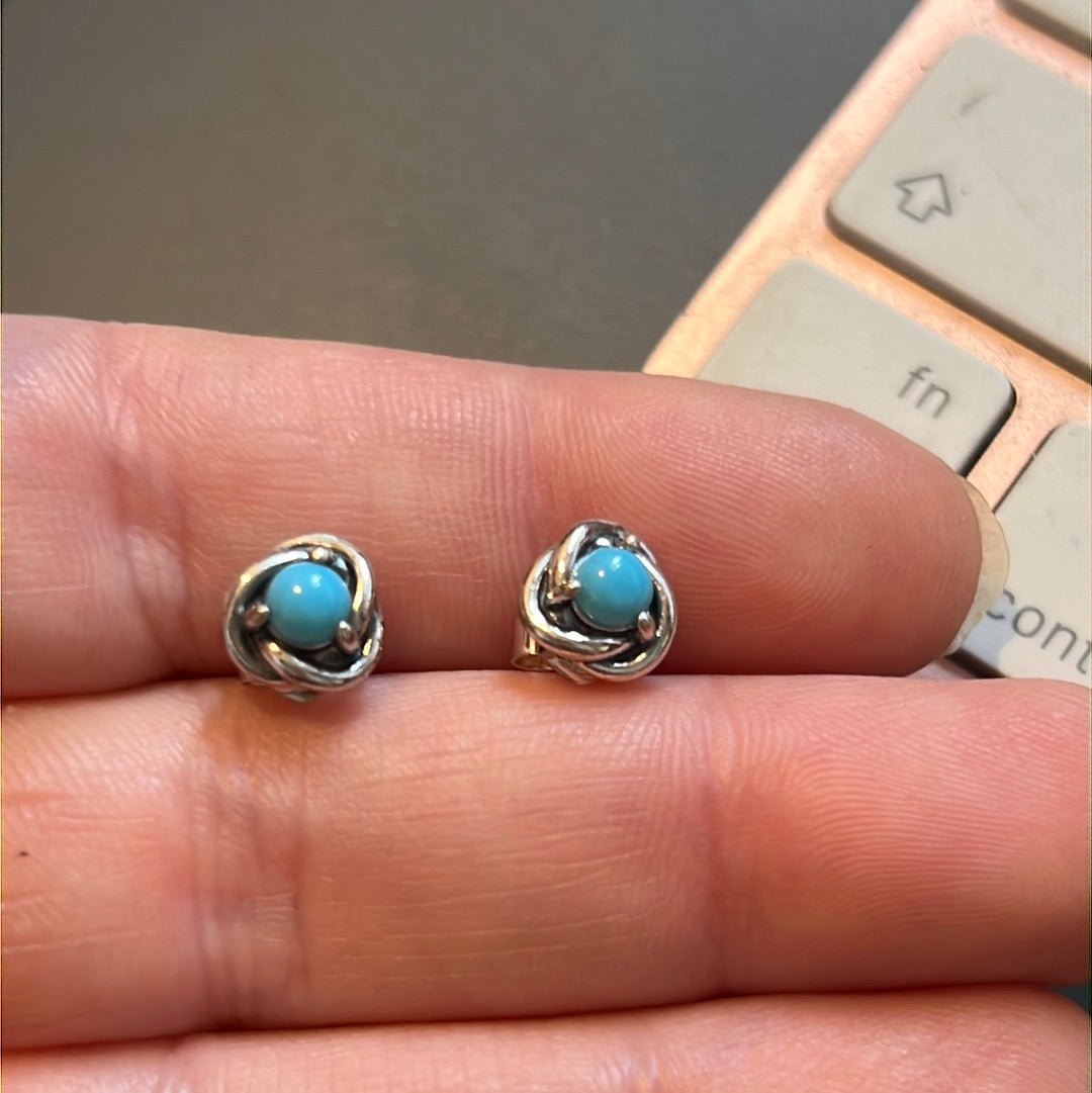 Genuine Pandora Teal Turquoise Eternity Birthstone Earrings