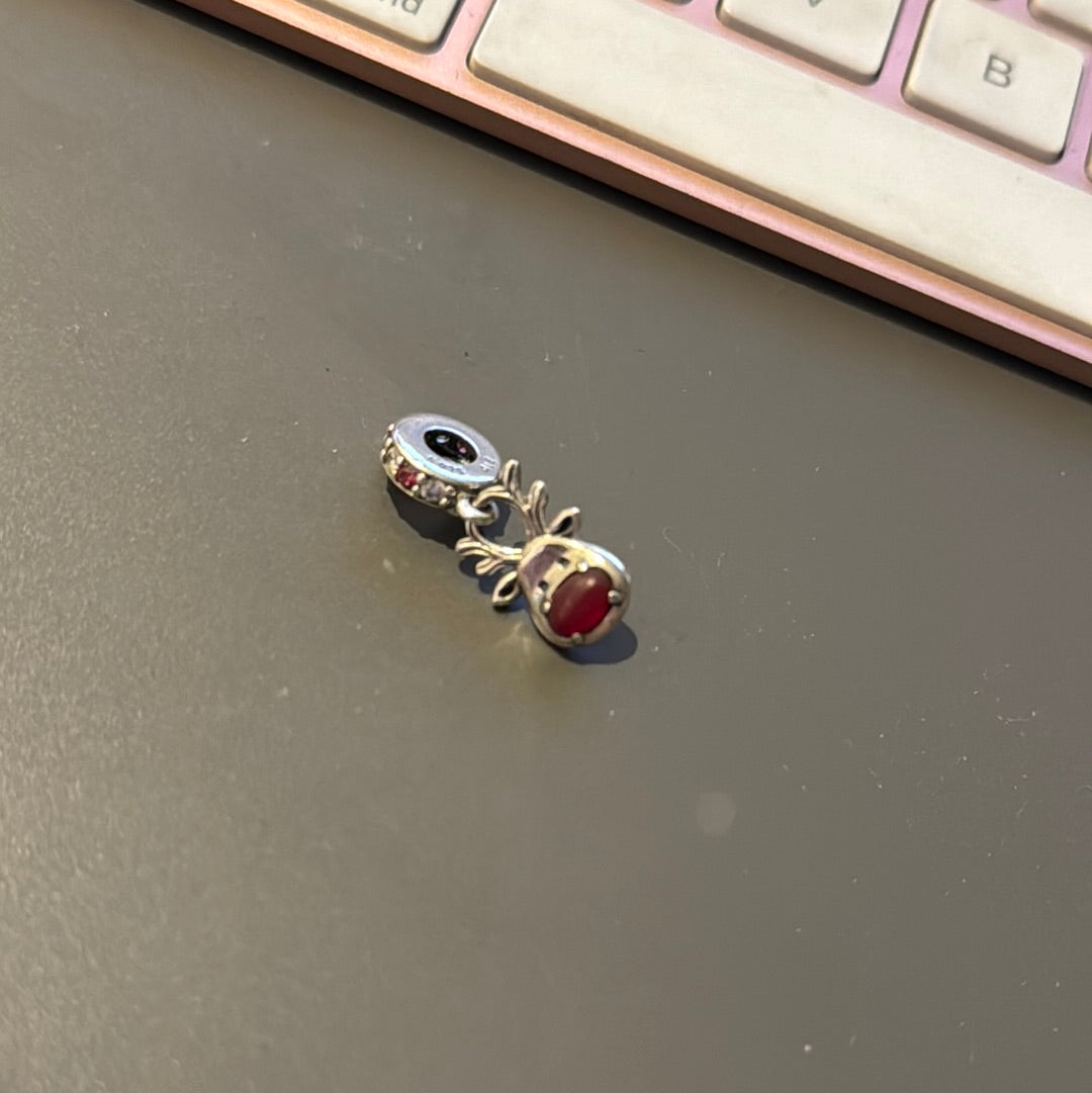Genuine Pandora Christmas Red Nose New Style Reindeer Charm Rudolph