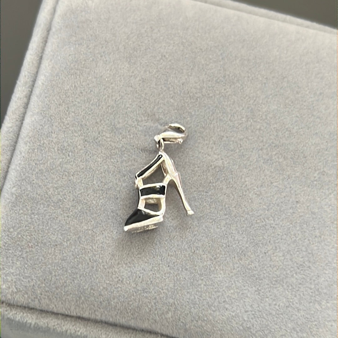 Genuine Thomas Sabo Black Enamel High Heel Shoe Dangle Clip Charm