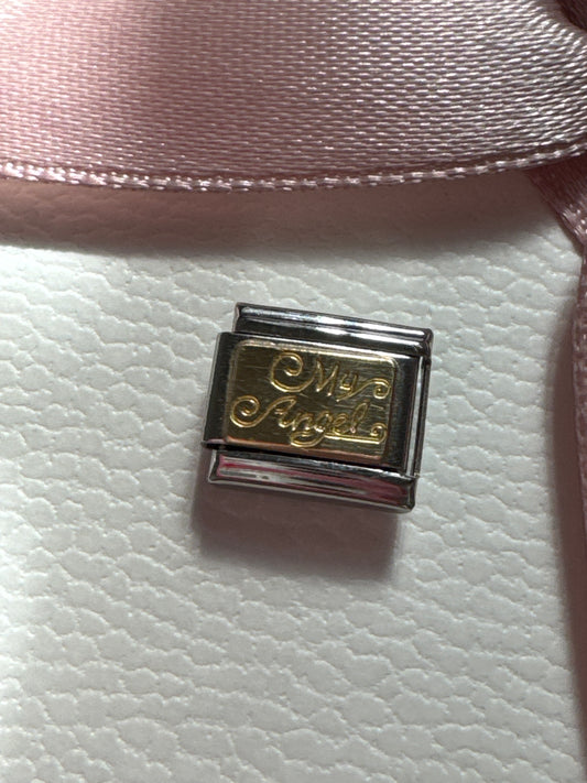Genuine Nomination Silver Link Charm Gold My Angel