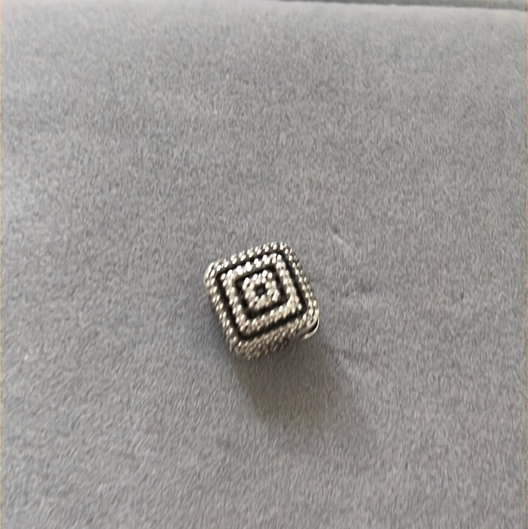 Genuine Pandora Pave Diamond Shaped Geometric Lines Charm