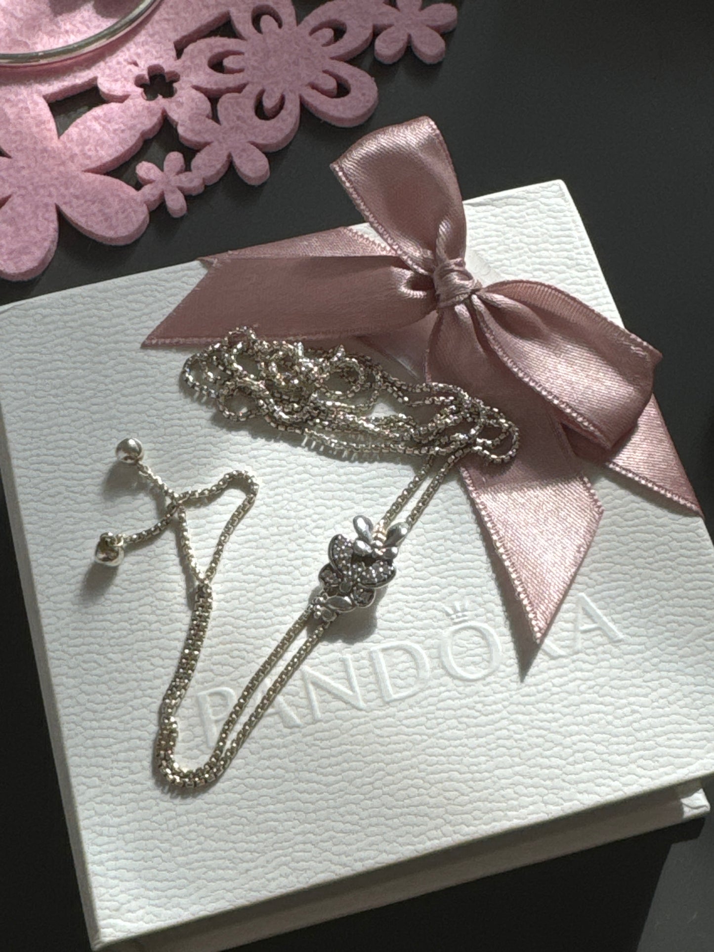 Genuine Pandora Butterfly Y Slider Necklace Rare HTF