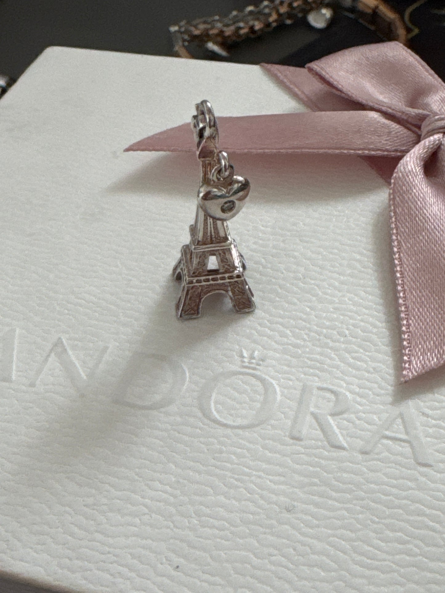 Genuine Thomas Sabo CZ Heart & Eiffel Tower Paris Clip Charm
