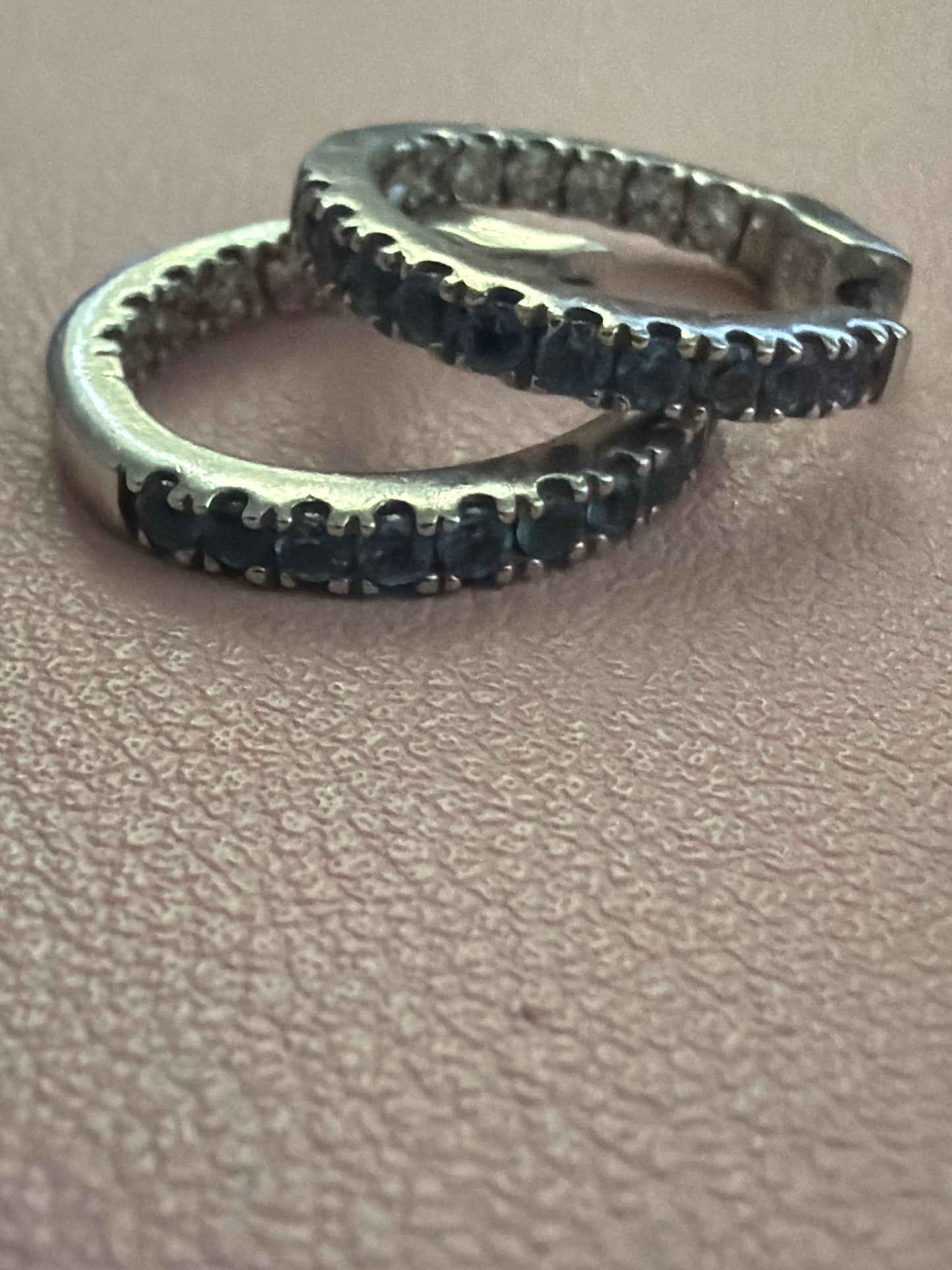 Sterling Silver Blue Pave CZ Hoop Earrings